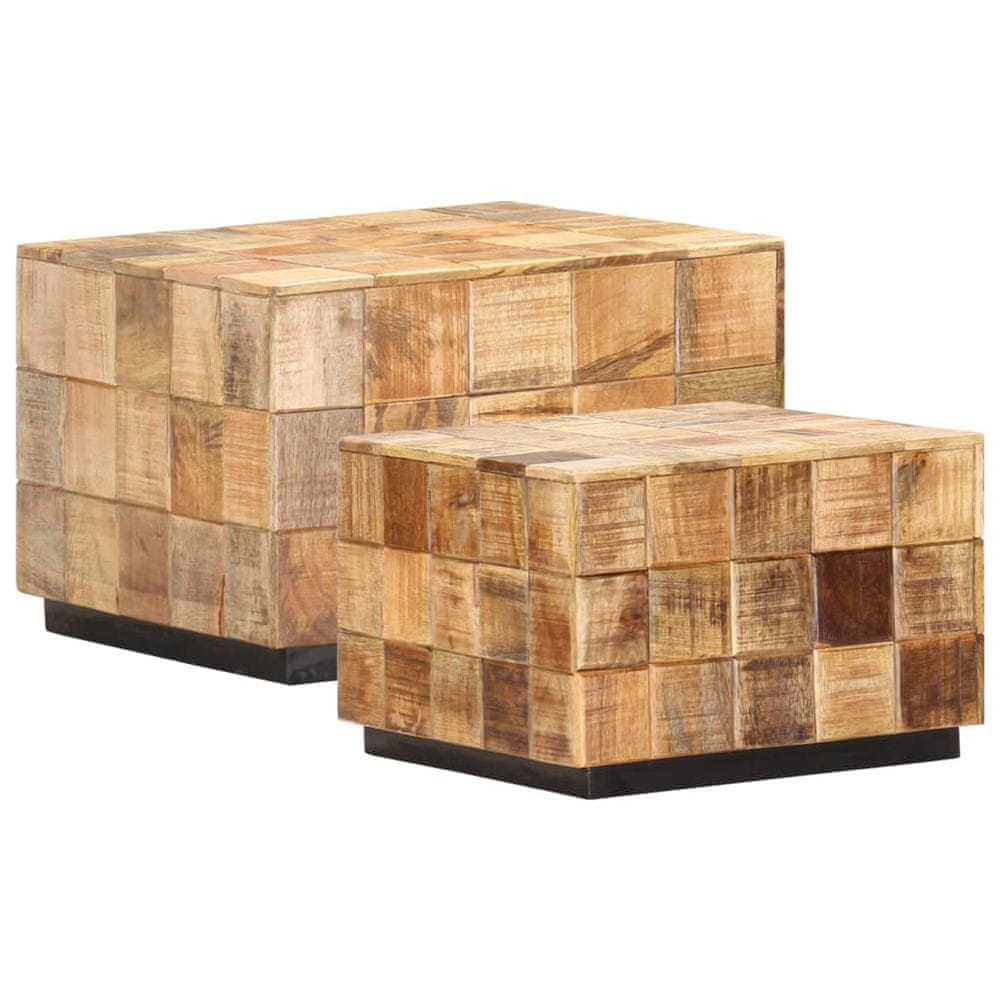 Petromila vidaXL Konferenčné stolíky 2 ks blokový dizajn surové mangovníkové drevo